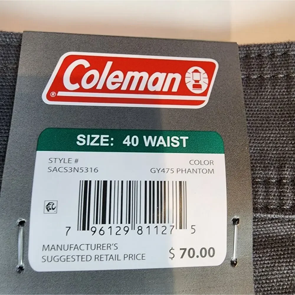 Coleman New Canvas Shorts‎ Flat Front Stretch Comfortable Outdoor  Men's Size 40